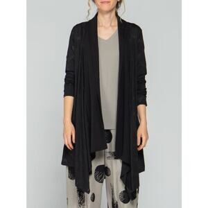 Luukaa Women's Black Polka-Dot Cardigan Size 6 Lightweight Cotton NWT
